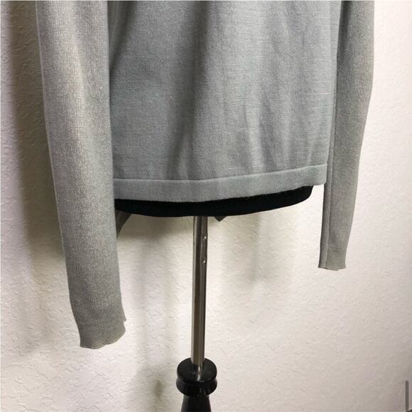 Cabi sage green gray mixed knit open draped front cardigan size Medium #5132 - Picture 13 of 16